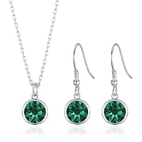 May (Emerald) Birthstone Necklace & Drop Earrings Set Created with Zircondia® Crystals