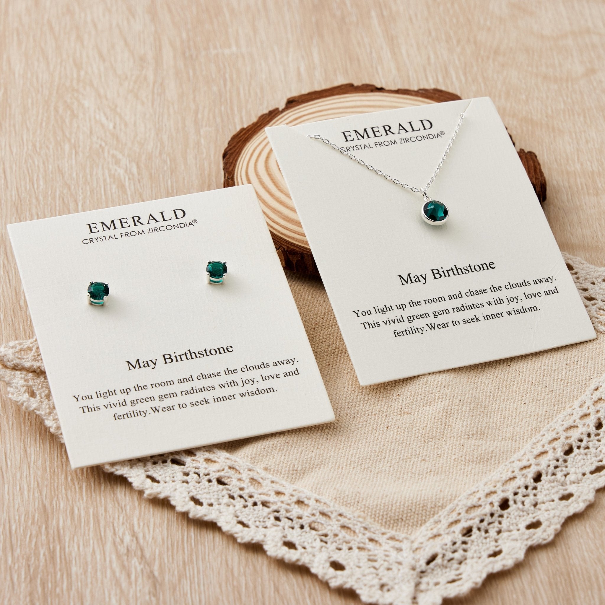 May (Emerald) Birthstone Necklace & Earrings Set Created with Zircondia® Crystals
