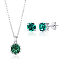 May (Emerald) Birthstone Necklace & Earrings Set Created with Zircondia® Crystals
