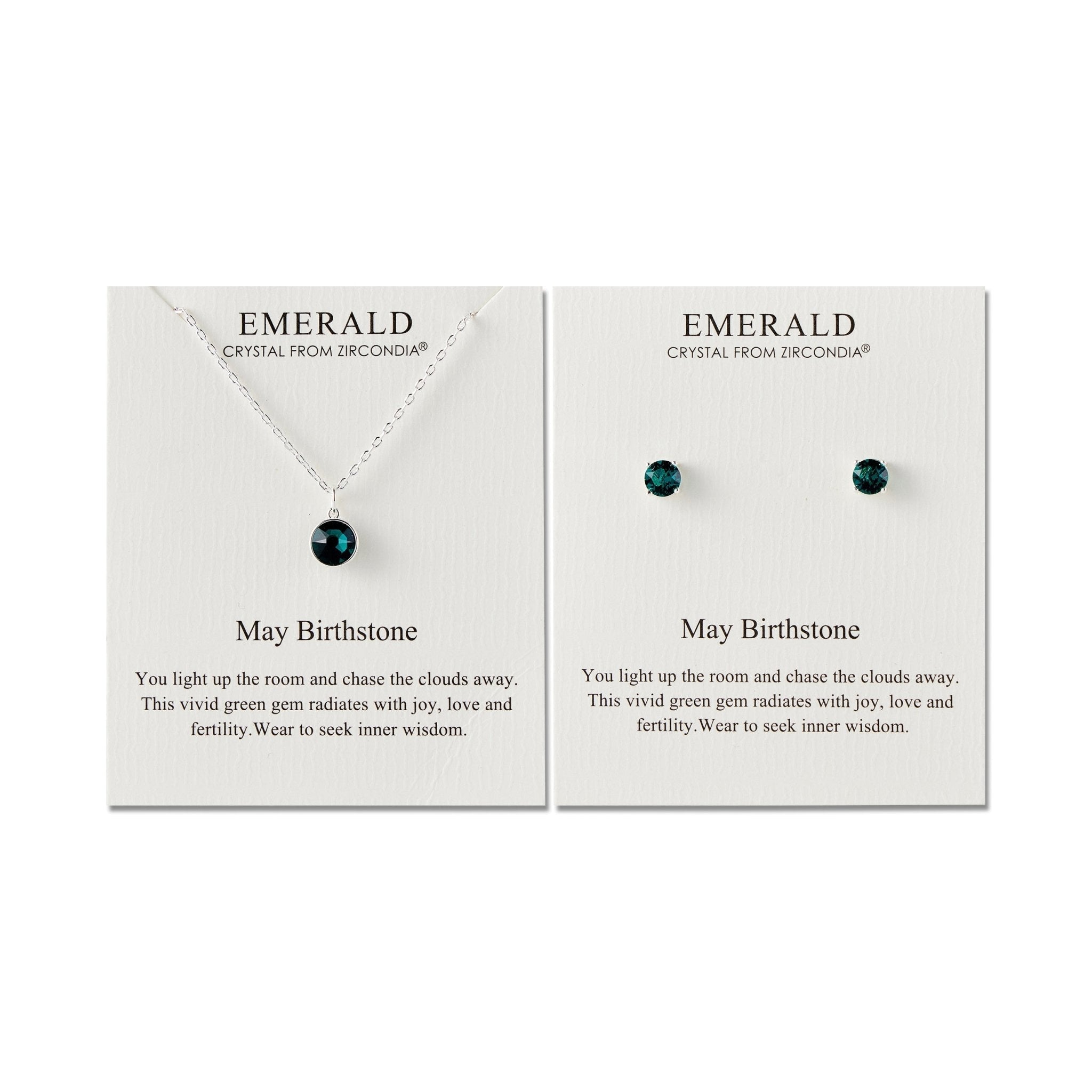 May (Emerald) Birthstone Necklace & Earrings Set Created with Zircondia® Crystals