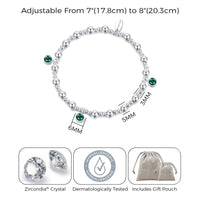 May (Emerald) Birthstone Stretch Charm Bracelet with Quote Gift Box