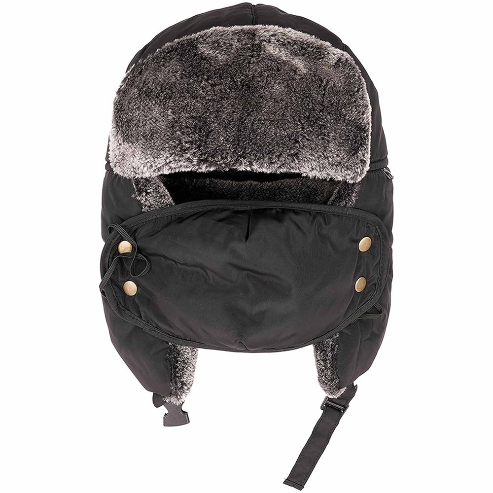 Men's 3 In 1 Waterproof Trapper Hat Face Mask Neck Warmer Ear Flaps Windproof Snowproof Winter Hat for Skiing Snowboarding Outdoor Faux Fur Lining Breathable Polyester One Size Black by Heatwave Thermalwear