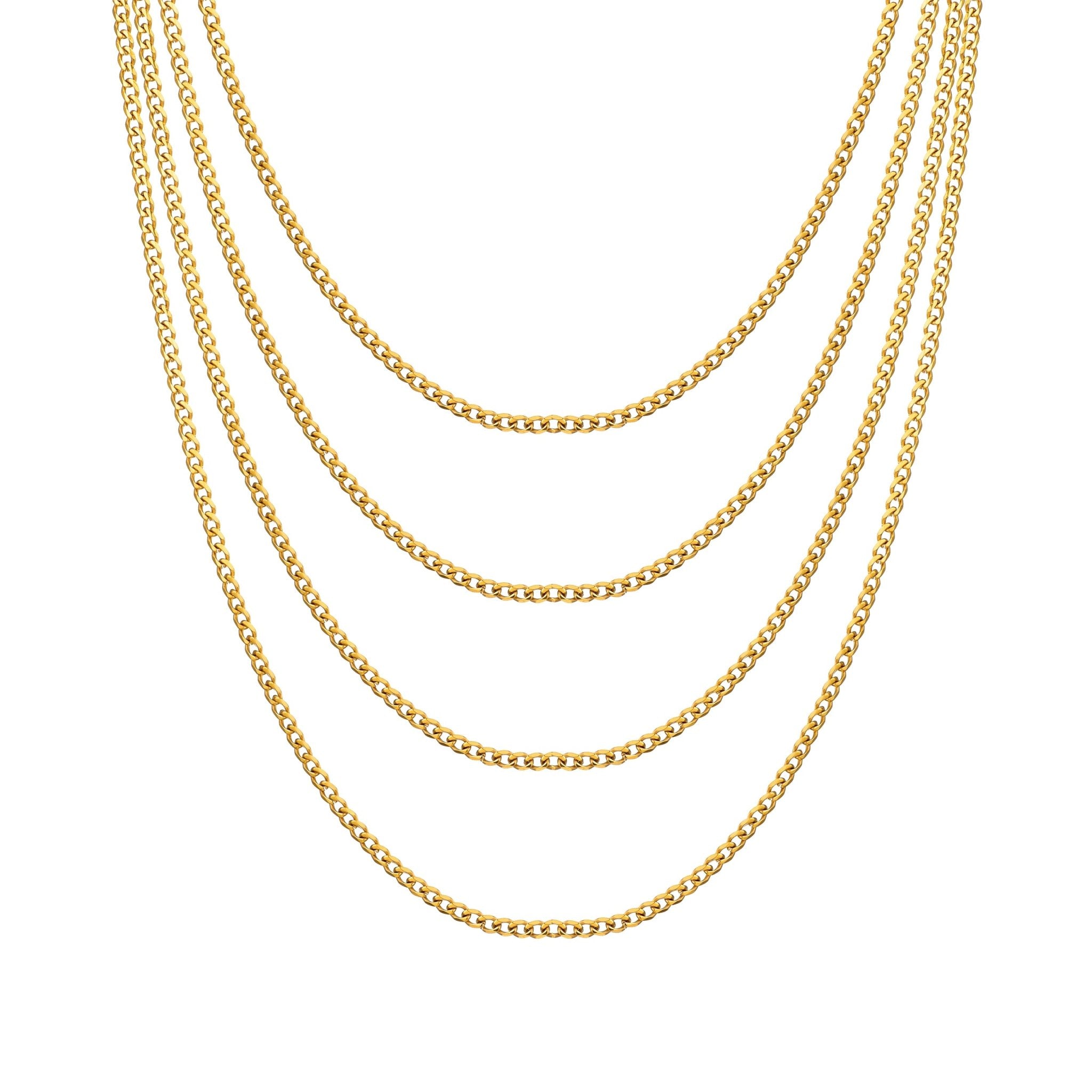 Men's 3mm Gold Plated Steel 18-24 Inch Cuban Curb Chain Necklace