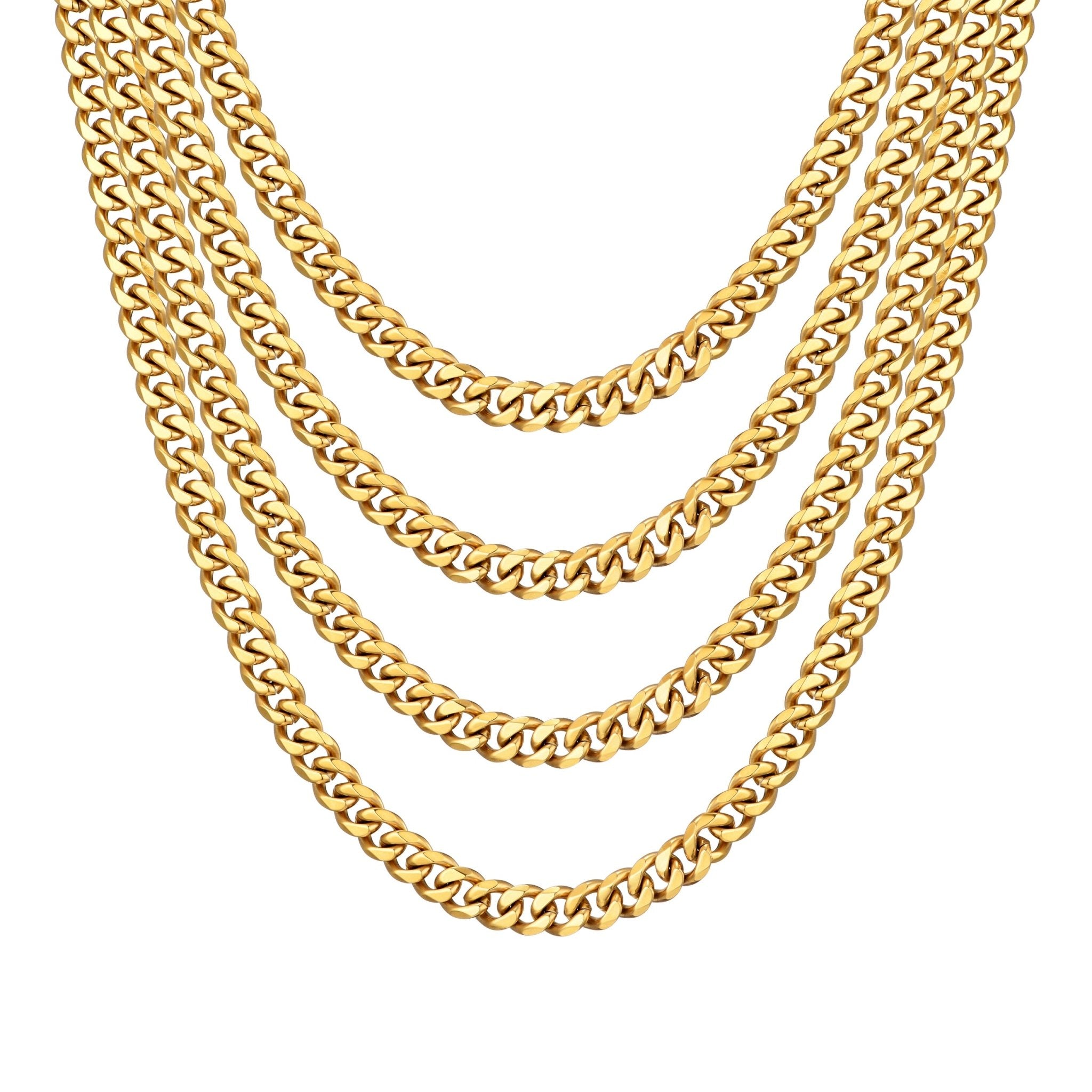 Men's 9mm Gold Plated Steel 18-24 Inch Cuban Curb Chain Necklace