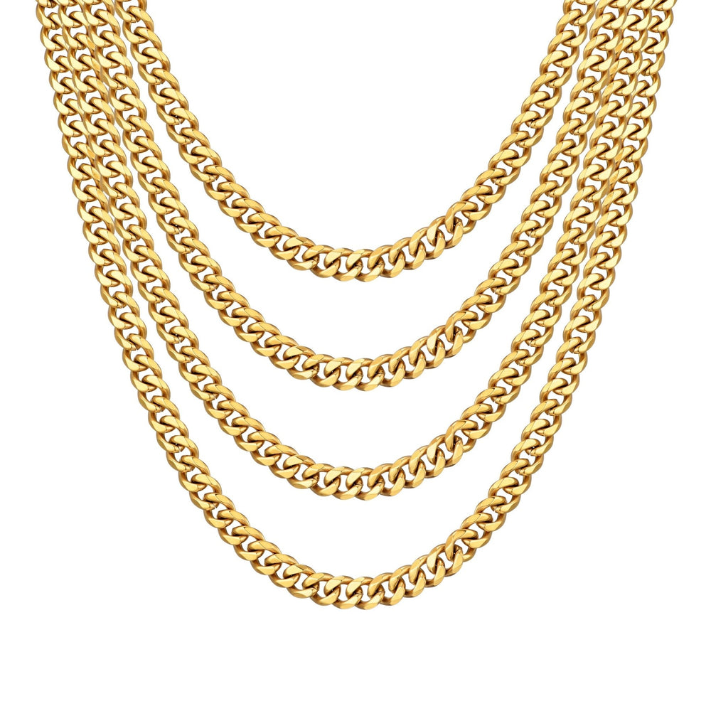 Men's 9mm Gold Plated Steel 18-24 Inch Cuban Curb Chain Necklace