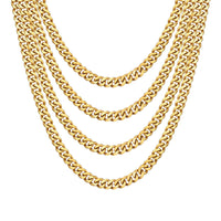 Men's 9mm Gold Plated Steel 18-24 Inch Cuban Curb Chain Necklace