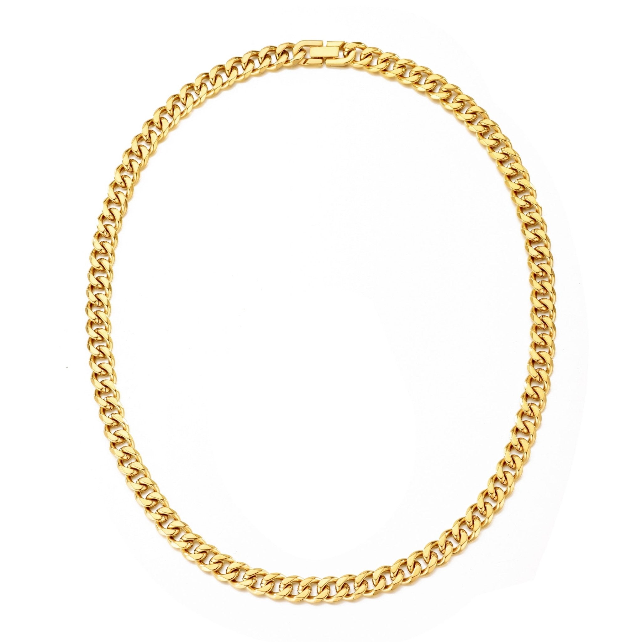 Men's 9mm Gold Plated Steel 18-24 Inch Cuban Curb Chain Necklace