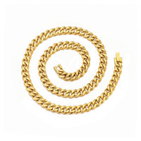 Men's 9mm Gold Plated Steel 18-24 Inch Cuban Curb Chain Necklace