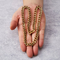 Men's 9mm Gold Plated Steel 18-24 Inch Cuban Curb Chain Necklace