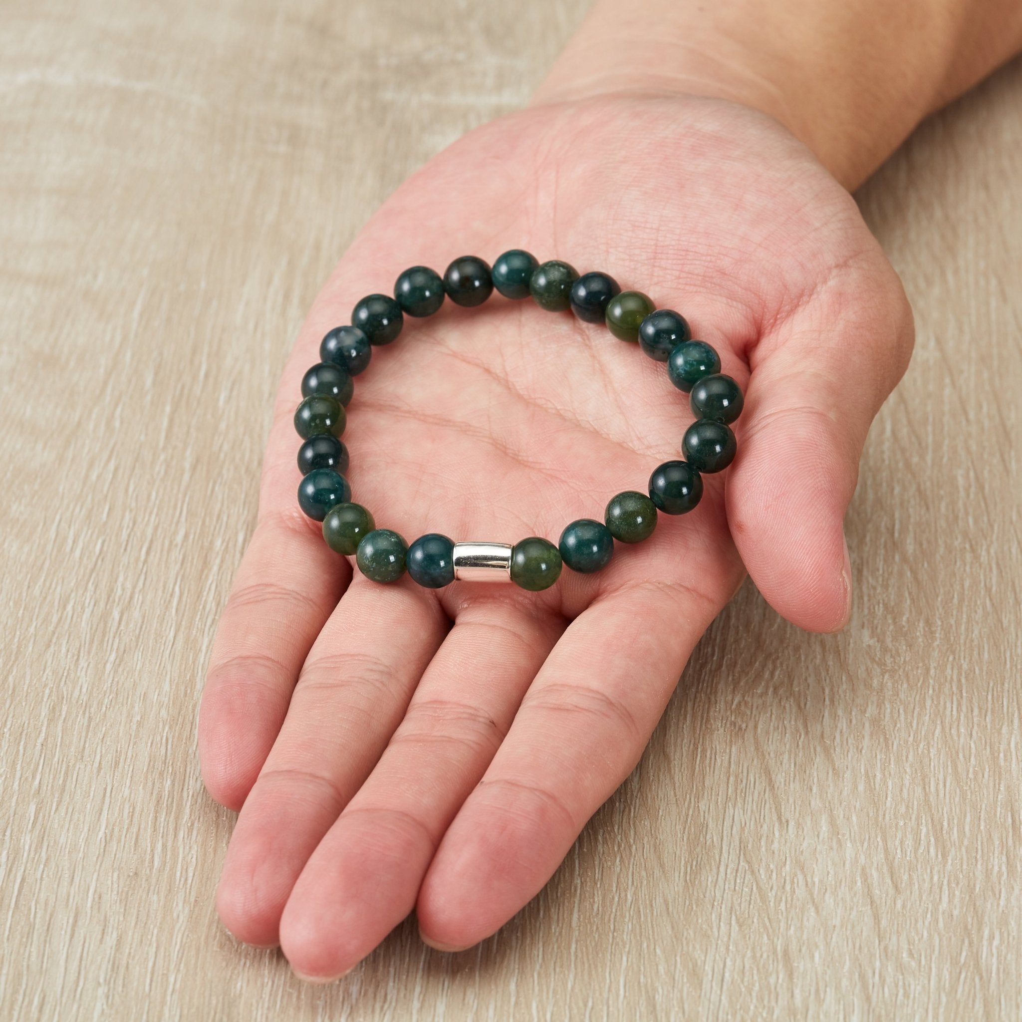 Men's Aquatic Agate Gemstone Stretch Bracelet