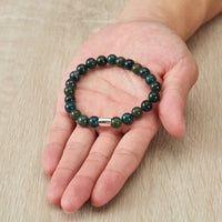 Men's Aquatic Agate Gemstone Stretch Bracelet