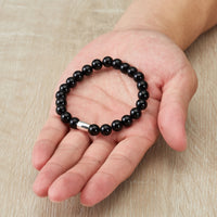 Men's Black Onyx Gemstone Stretch Bracelet