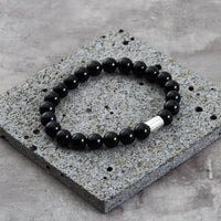 Men's Black Onyx Gemstone Stretch Bracelet