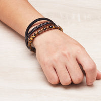 Men's Genuine Leather Tiger's Eye Bracelet