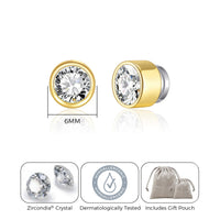 Men's Gold Plated 6mm Magnetic Clip On Earrings Created with Zircondia® Crystals