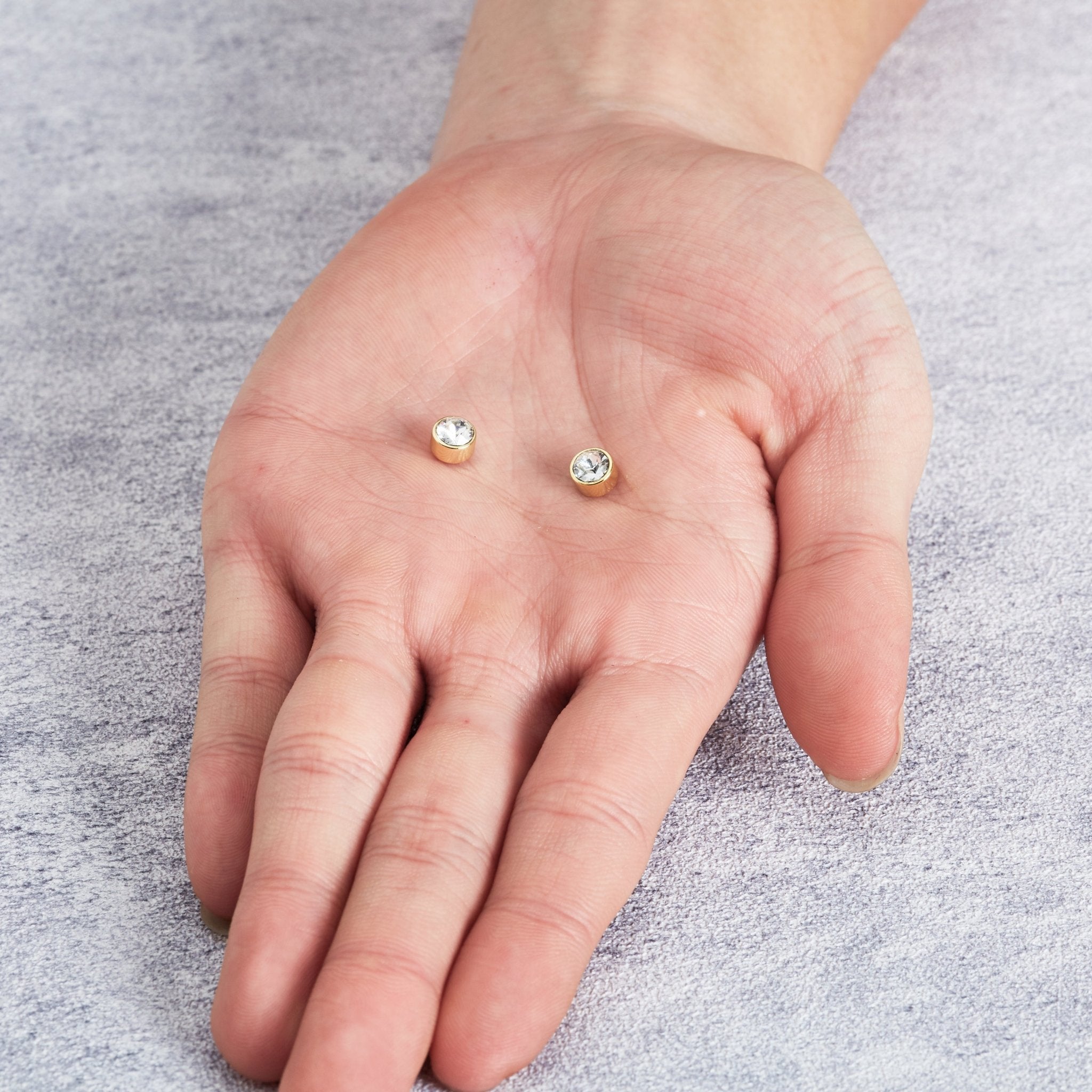 Men's Gold Plated 6mm Magnetic Clip On Earrings Created with Zircondia® Crystals