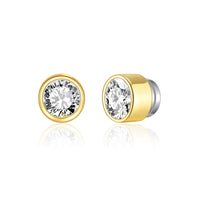 Men's Gold Plated 6mm Magnetic Clip On Earrings Created with Zircondia® Crystals