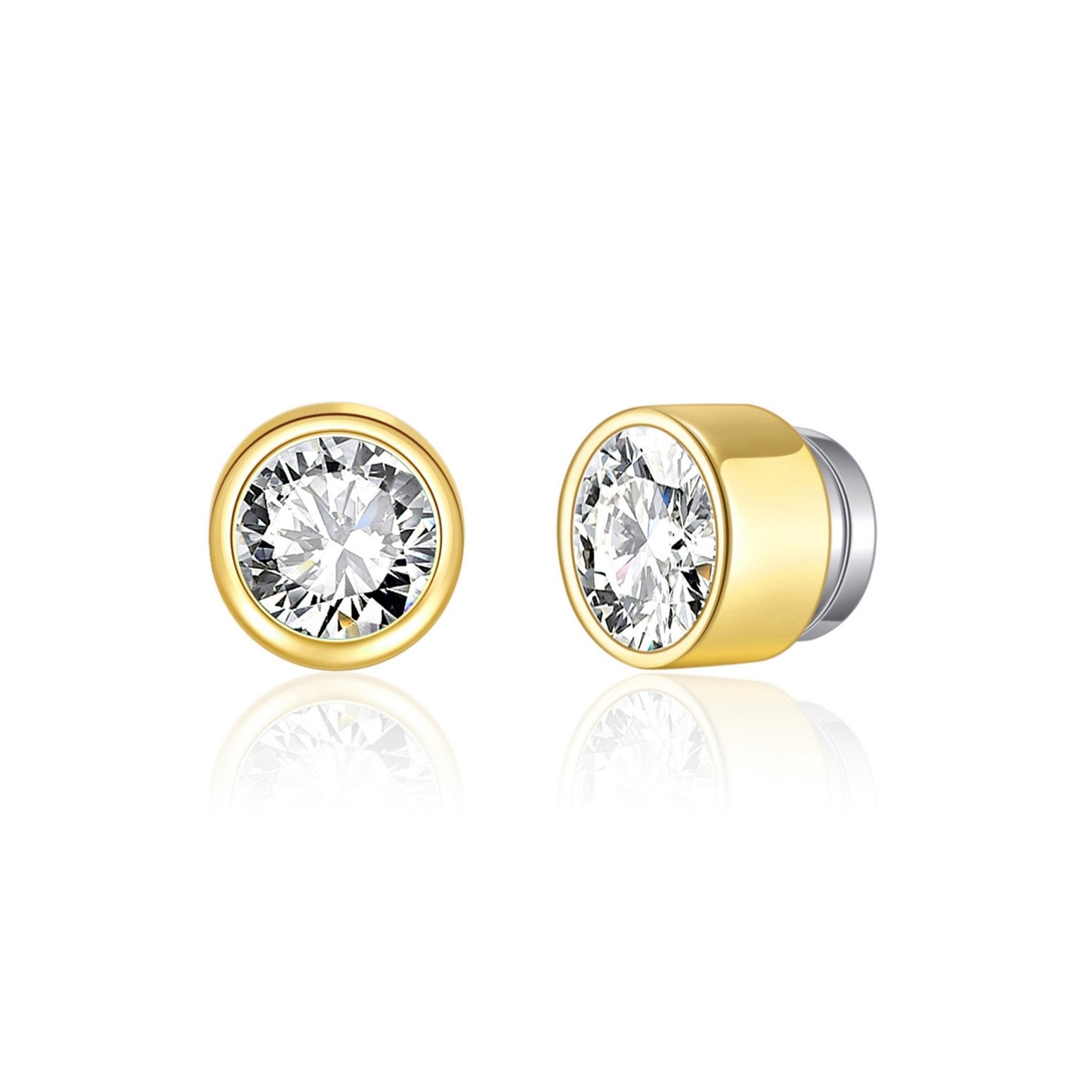 Gold Plated 6mm Magnetic Clip On Earrings Created with Zircondia® Crystals