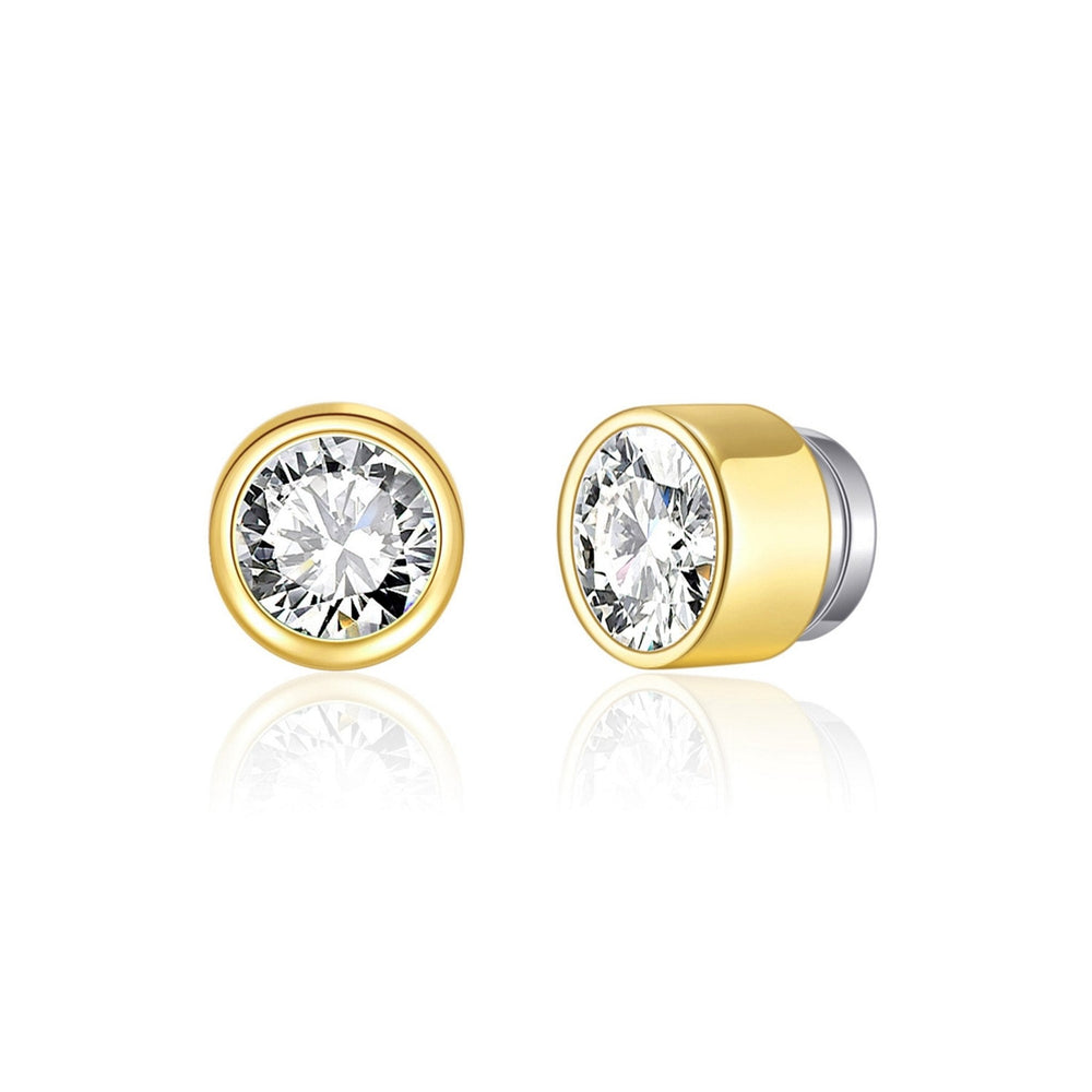 Gold Plated 6mm Magnetic Clip On Earrings Created with Zircondia® Crystals
