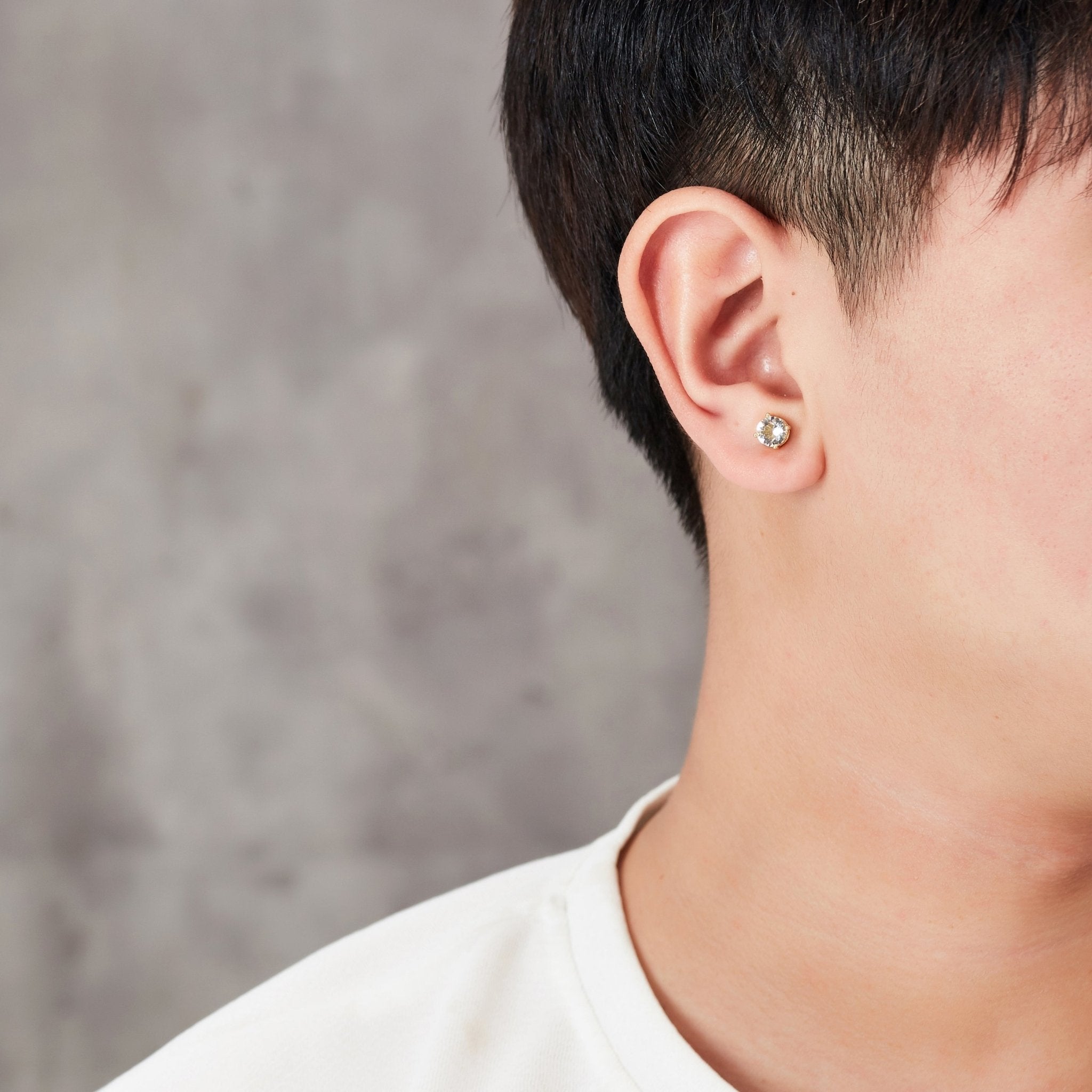 Men's Gold Plated Round Magnetic Clip On Stud Earrings Created with Zircondia® Crystals