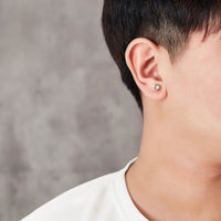 Men's Gold Plated Round Magnetic Clip On Stud Earrings Created with Zircondia® Crystals