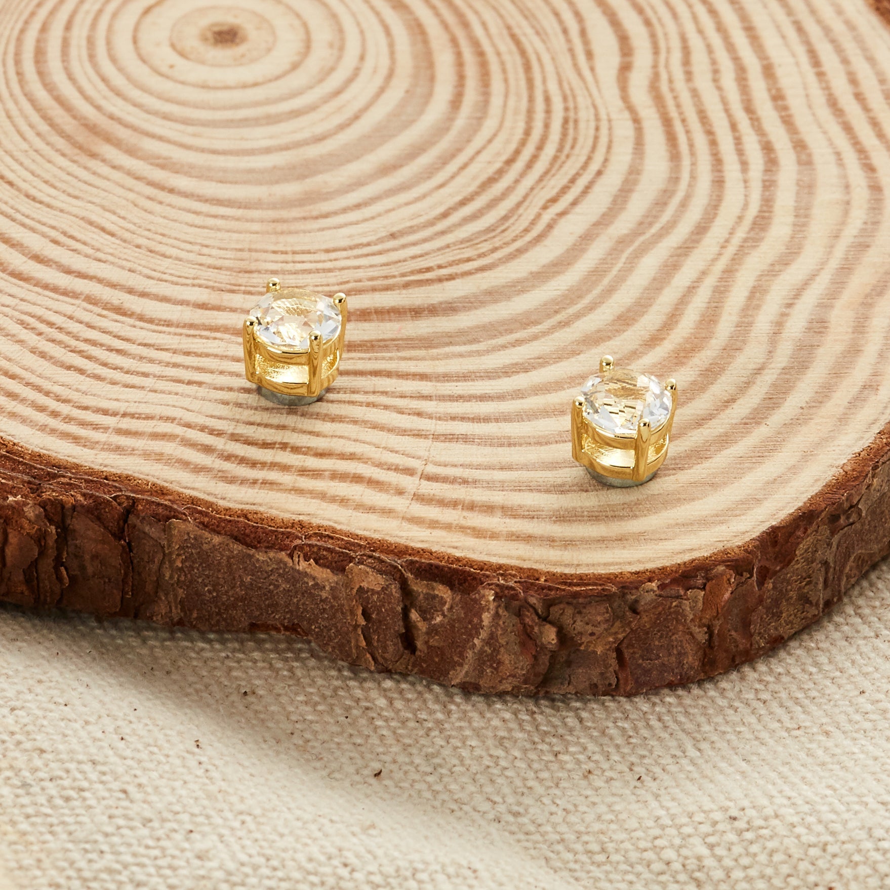 Gold Plated Round Magnetic Clip On Stud Earrings Created with Zircondia® Crystals