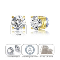 Gold Plated Round Magnetic Clip On Stud Earrings Created with Zircondia® Crystals