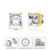 Men's Gold Plated Square Magnetic Clip On Stud Earrings Created with Zircondia® Crystals