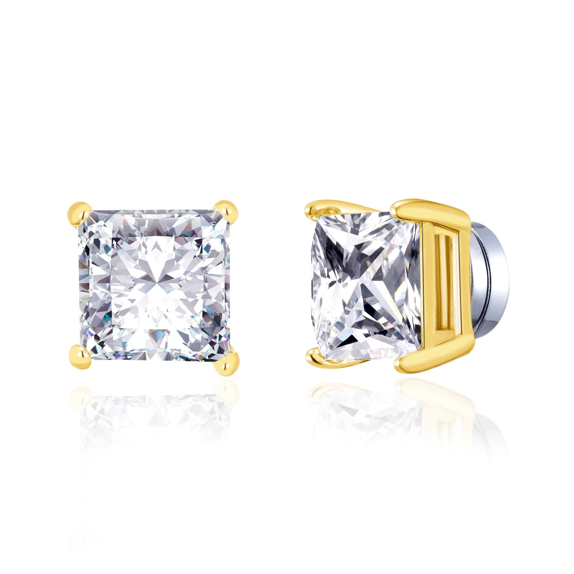 Men's Gold Plated Square Magnetic Clip On Stud Earrings Created with Zircondia® Crystals