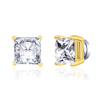 Men's Gold Plated Square Magnetic Clip On Stud Earrings Created with Zircondia® Crystals