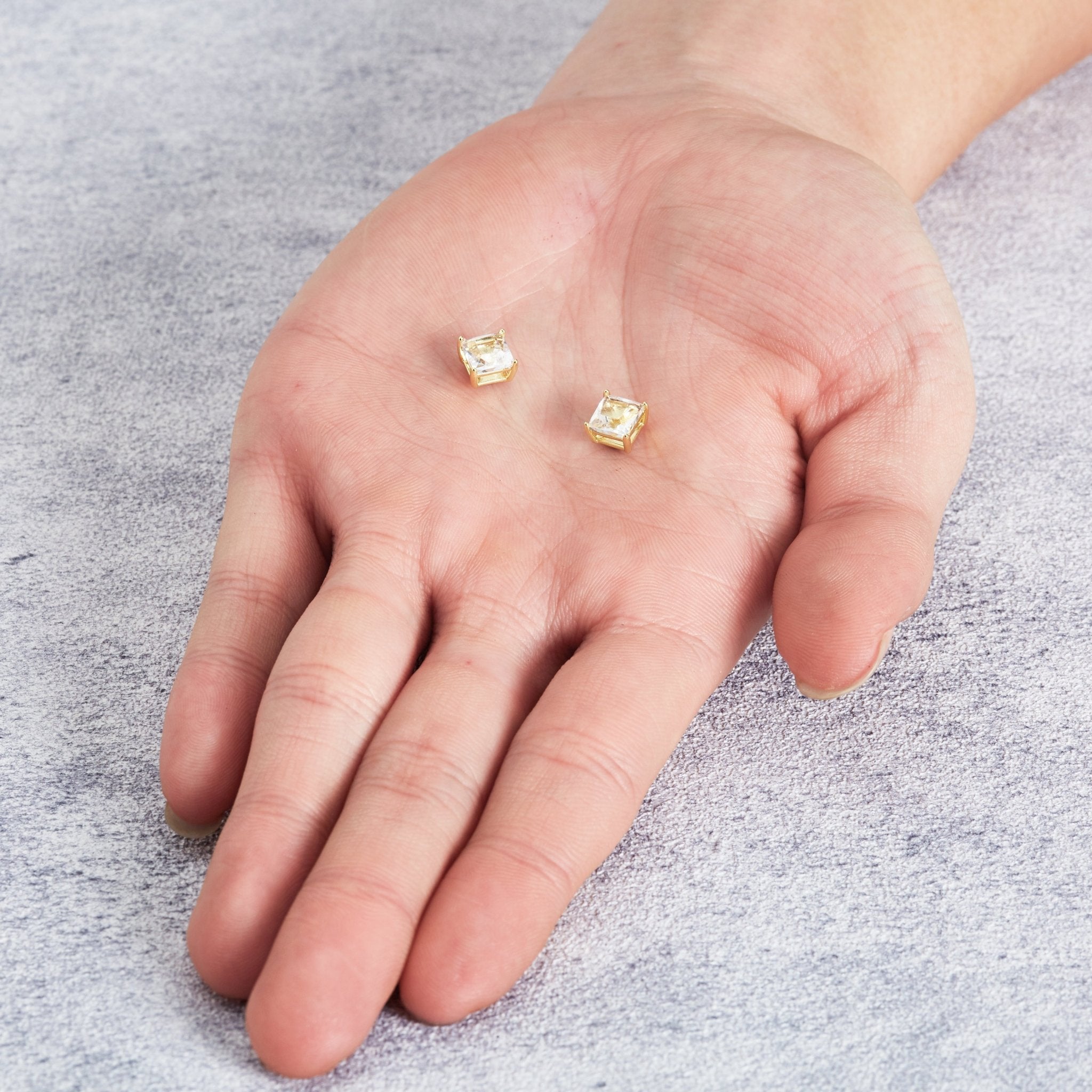 Men's Gold Plated Square Magnetic Clip On Stud Earrings Created with Zircondia® Crystals