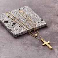 Men's Gold Plated Stainless Steel Cross Necklace