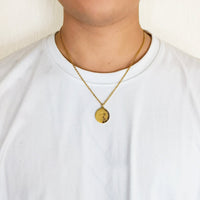 Men's Gold Plated Stainless Steel St Christopher Necklace