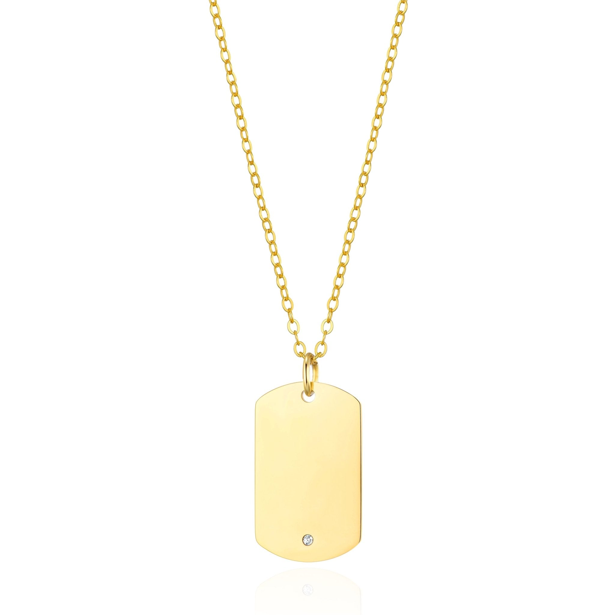 Men's Gold Plated Steel Dog Tag Necklace Created with Zircondia® Crystals