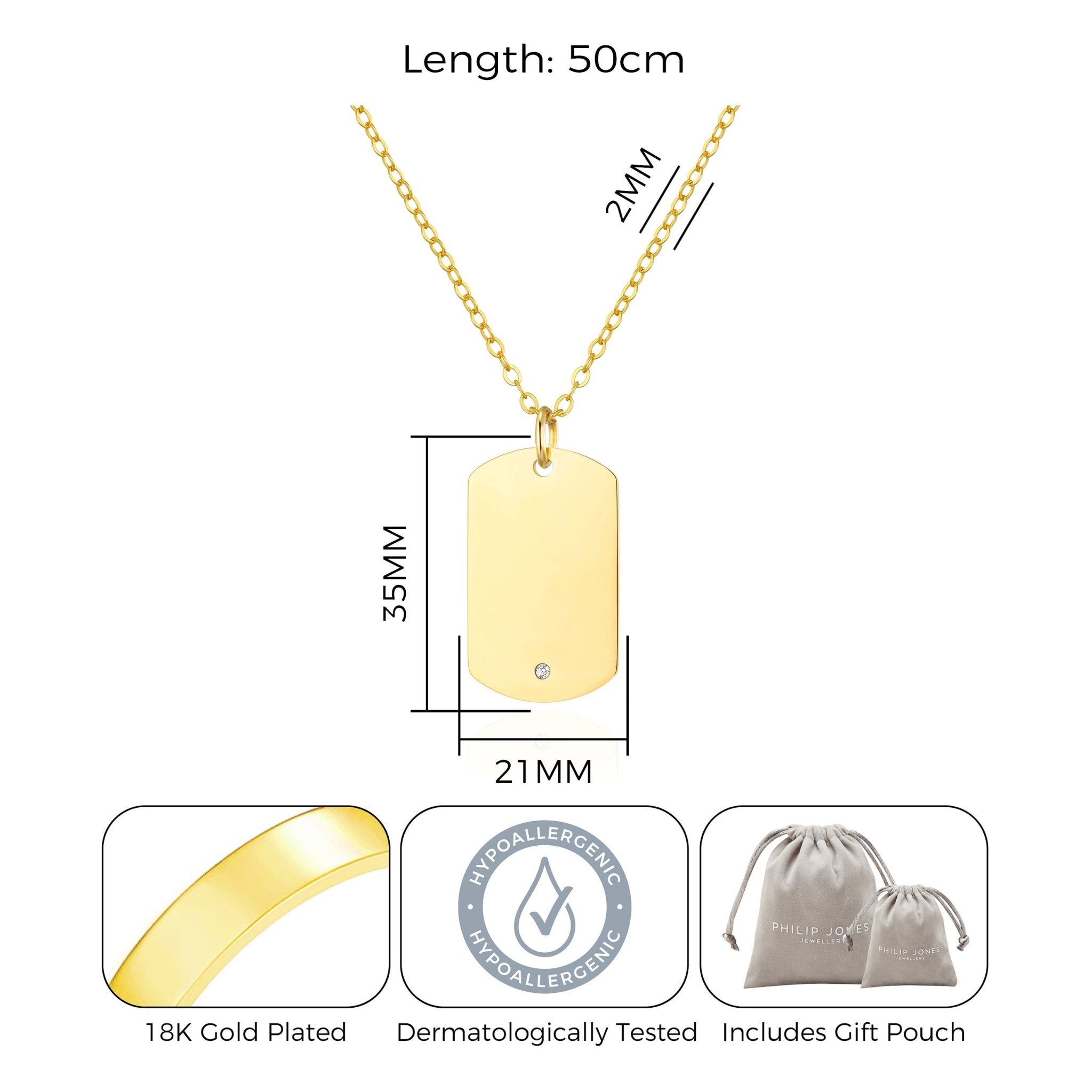 Men's Gold Plated Steel Dog Tag Necklace Created with Zircondia® Crystals