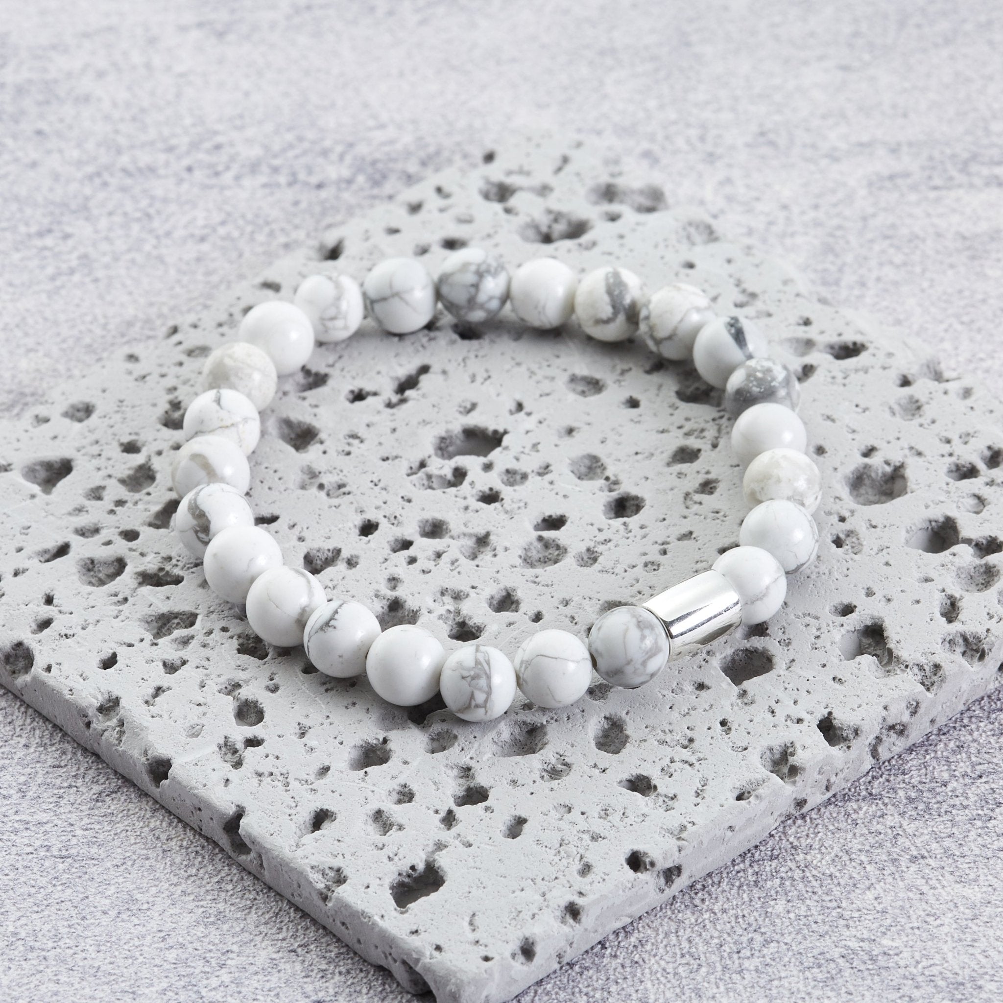Men's Howlite Gemstone Stretch Bracelet