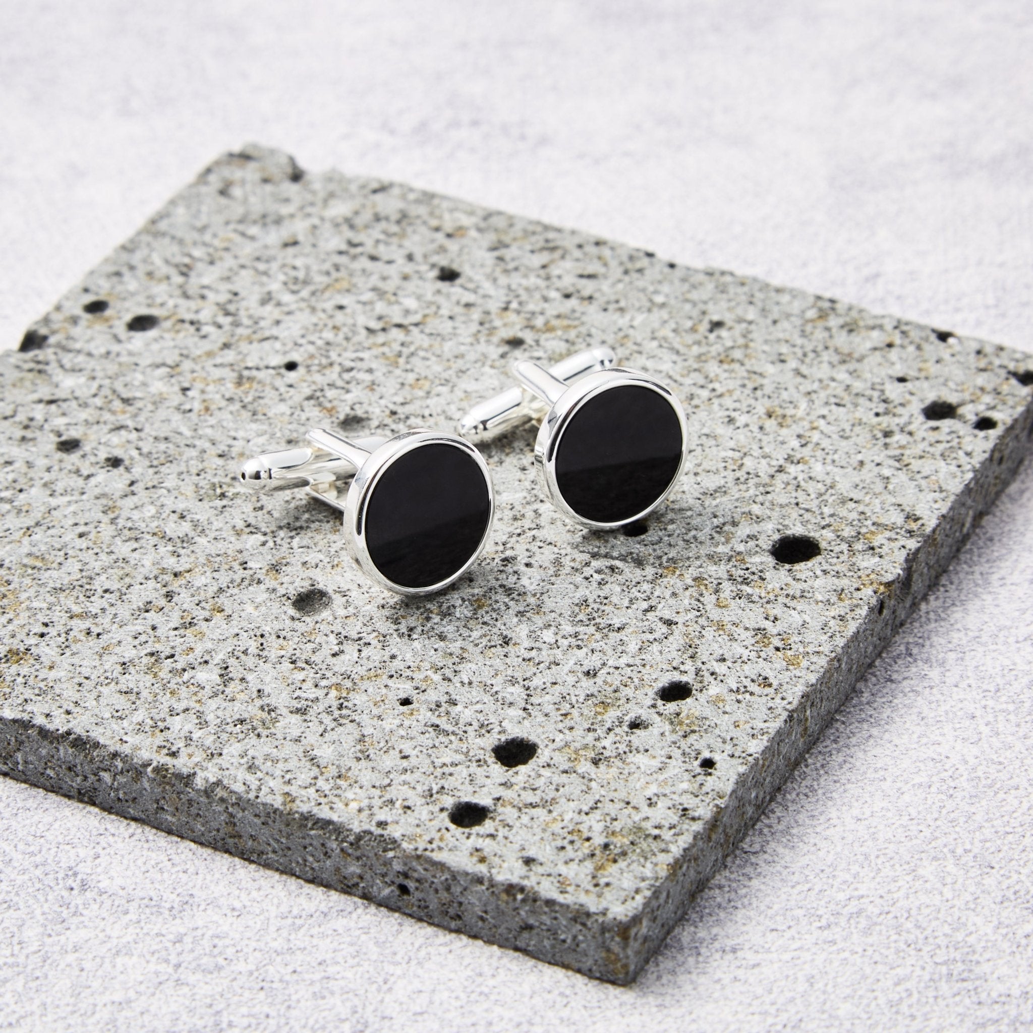 Men's Black Onyx Gemstone Cufflinks