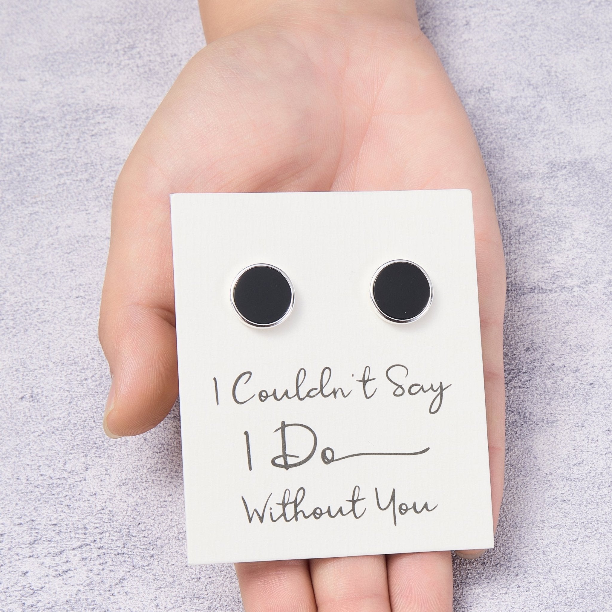 Men's I Couldn't Say I Do Without You Black Onyx Gemstone Wedding Cufflinks