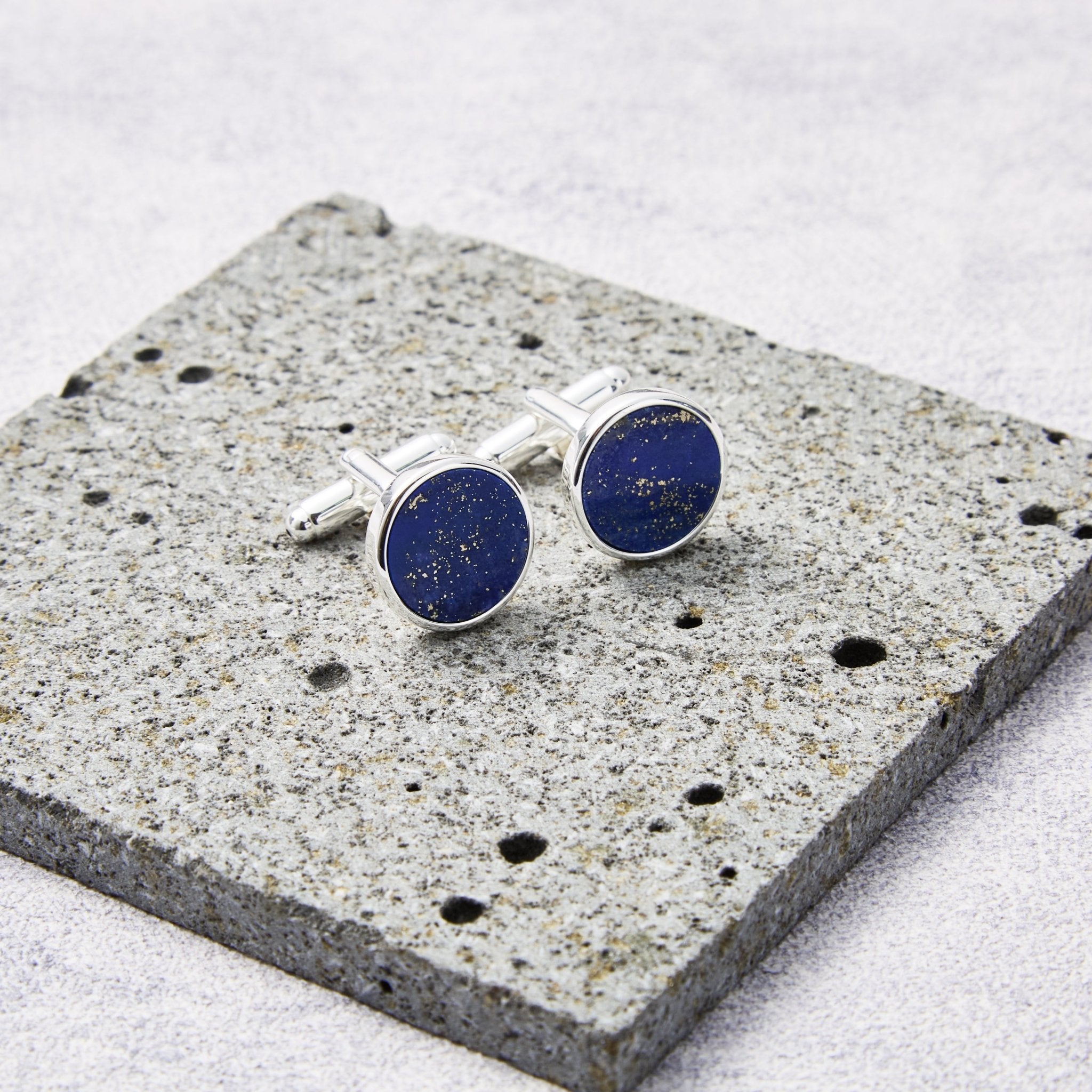 Men's I Couldn't Say I Do Without You Lapis Gemstone Wedding Cufflinks