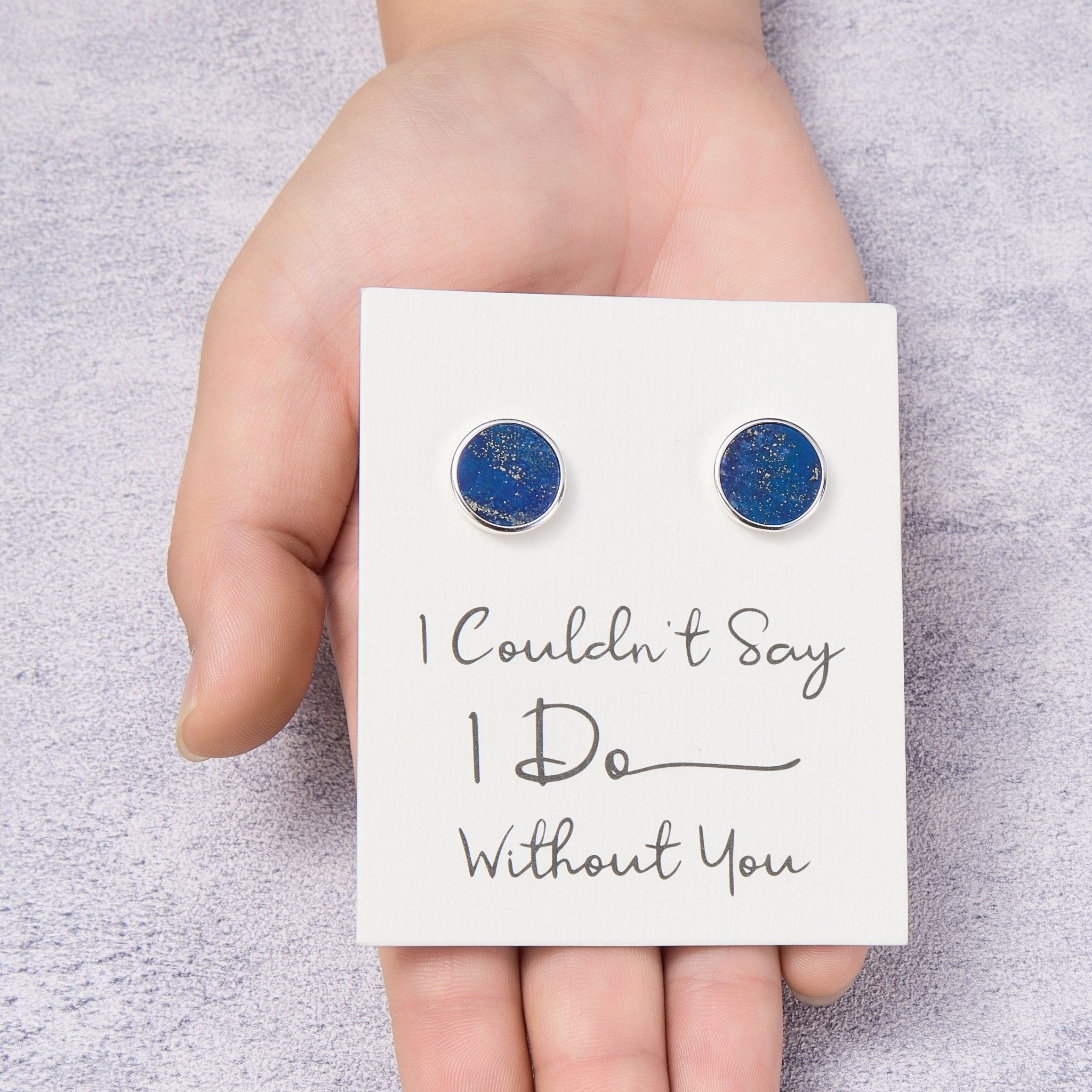 Men's I Couldn't Say I Do Without You Lapis Gemstone Wedding Cufflinks