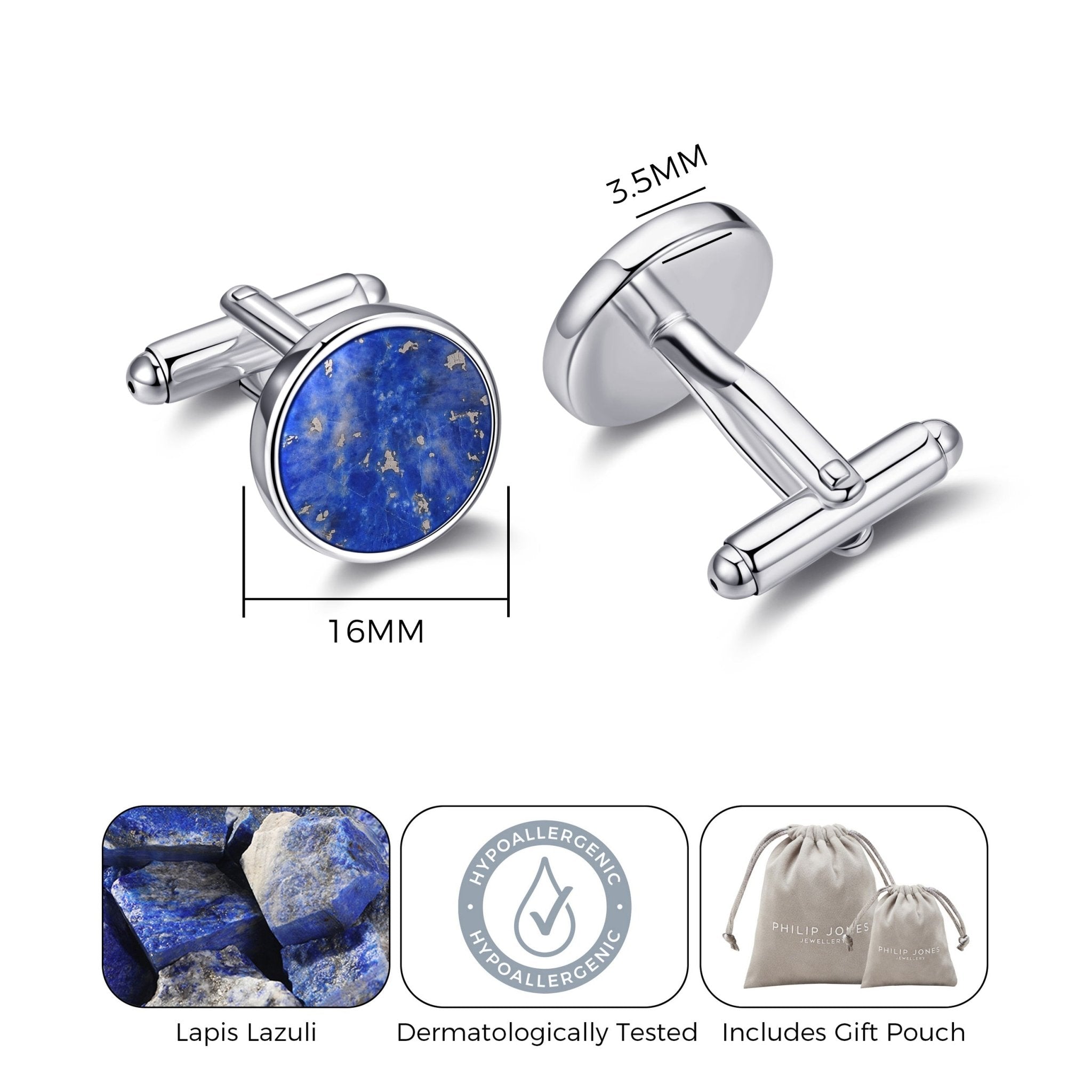 Men's I Couldn't Say I Do Without You Lapis Gemstone Wedding Cufflinks