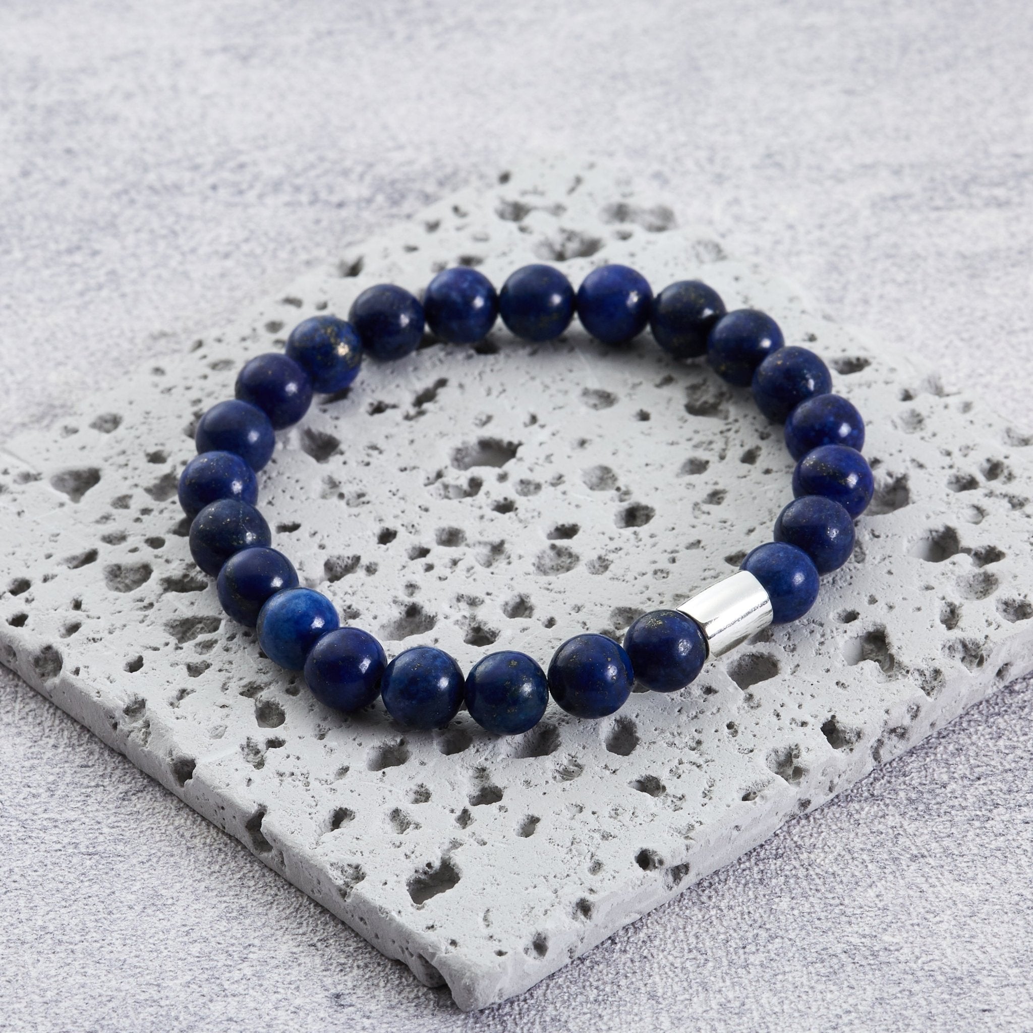 Men's Lapis Lazuli Gemstone Stretch Bracelet