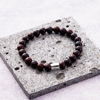 Men's Red Jasper Gemstone Stretch Bracelet