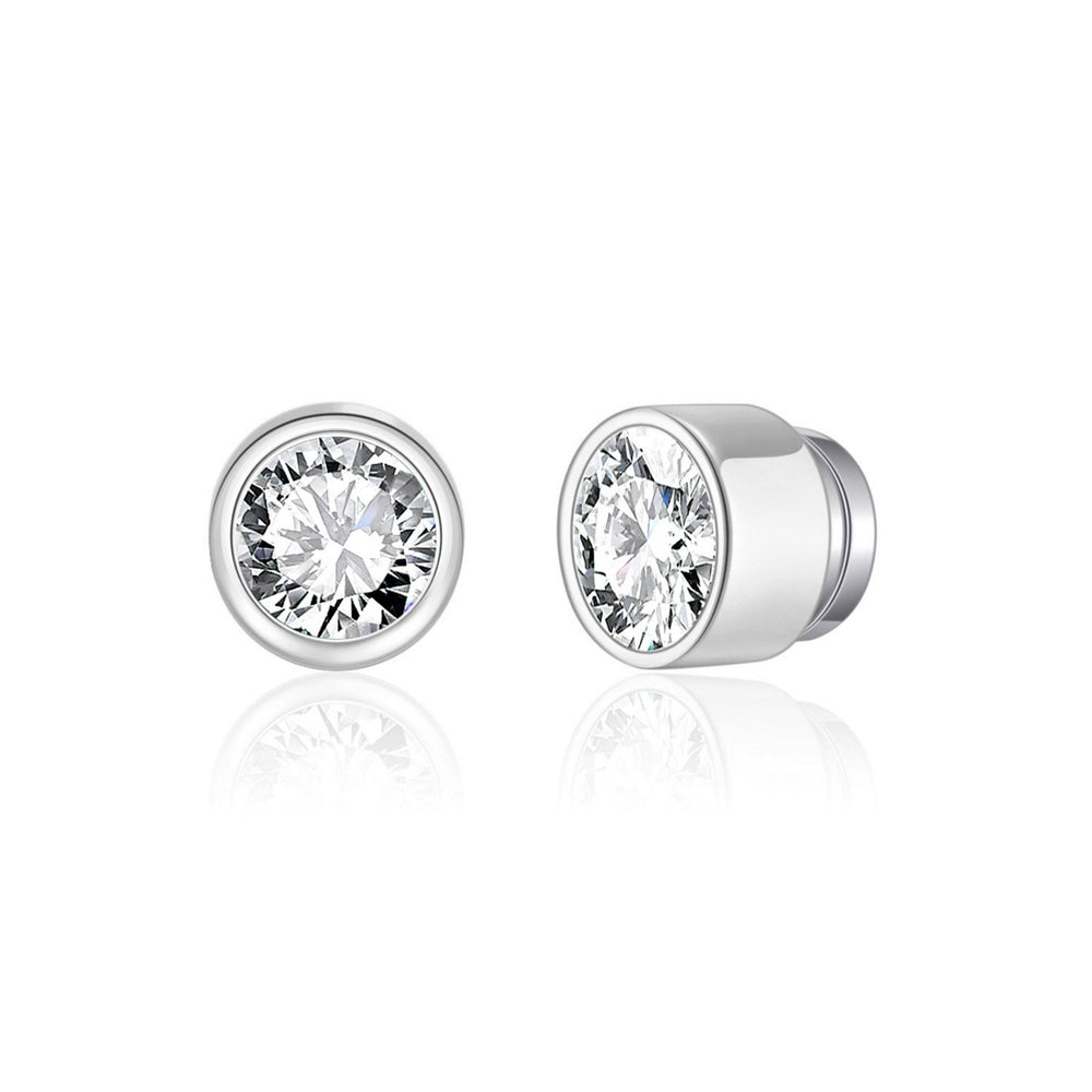 Silver Plated 6mm Magnetic Clip On Earrings Created with Zircondia® Crystals