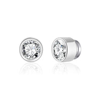 Men's Silver Plated 6mm Magnetic Clip On Earrings Created with Zircondia® Crystals