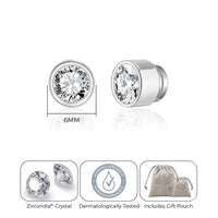 Silver Plated 6mm Magnetic Clip On Earrings Created with Zircondia® Crystals