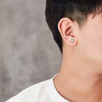 Men's Silver Plated Round Magnetic Clip On Stud Earrings Created with Zircondia® Crystals