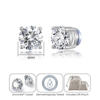 Silver Plated Round Magnetic Clip On Stud Earrings Created with Zircondia® Crystals