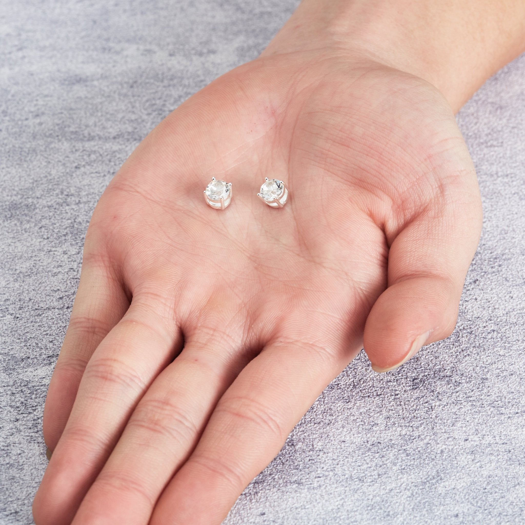 Men's Silver Plated Round Magnetic Clip On Stud Earrings Created with Zircondia® Crystals