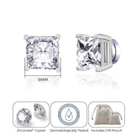 Men's Silver Plated Square Magnetic Clip On Stud Earrings Created with Zircondia® Crystals